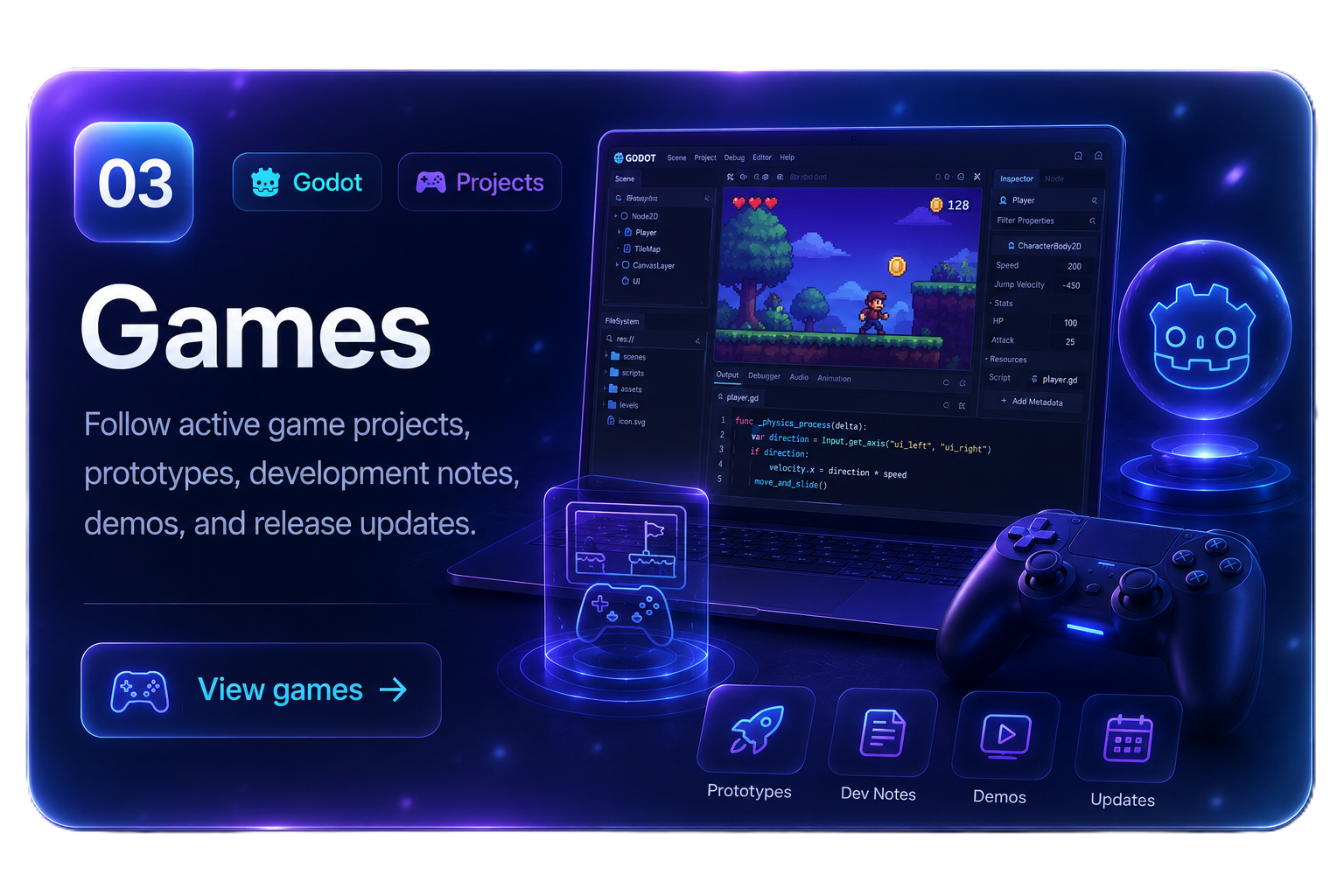 HackinOS independent game projects